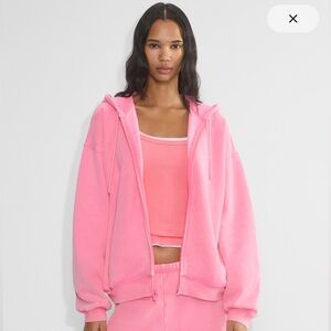 Aritzia Pink Zip Hoodie and Tank Set